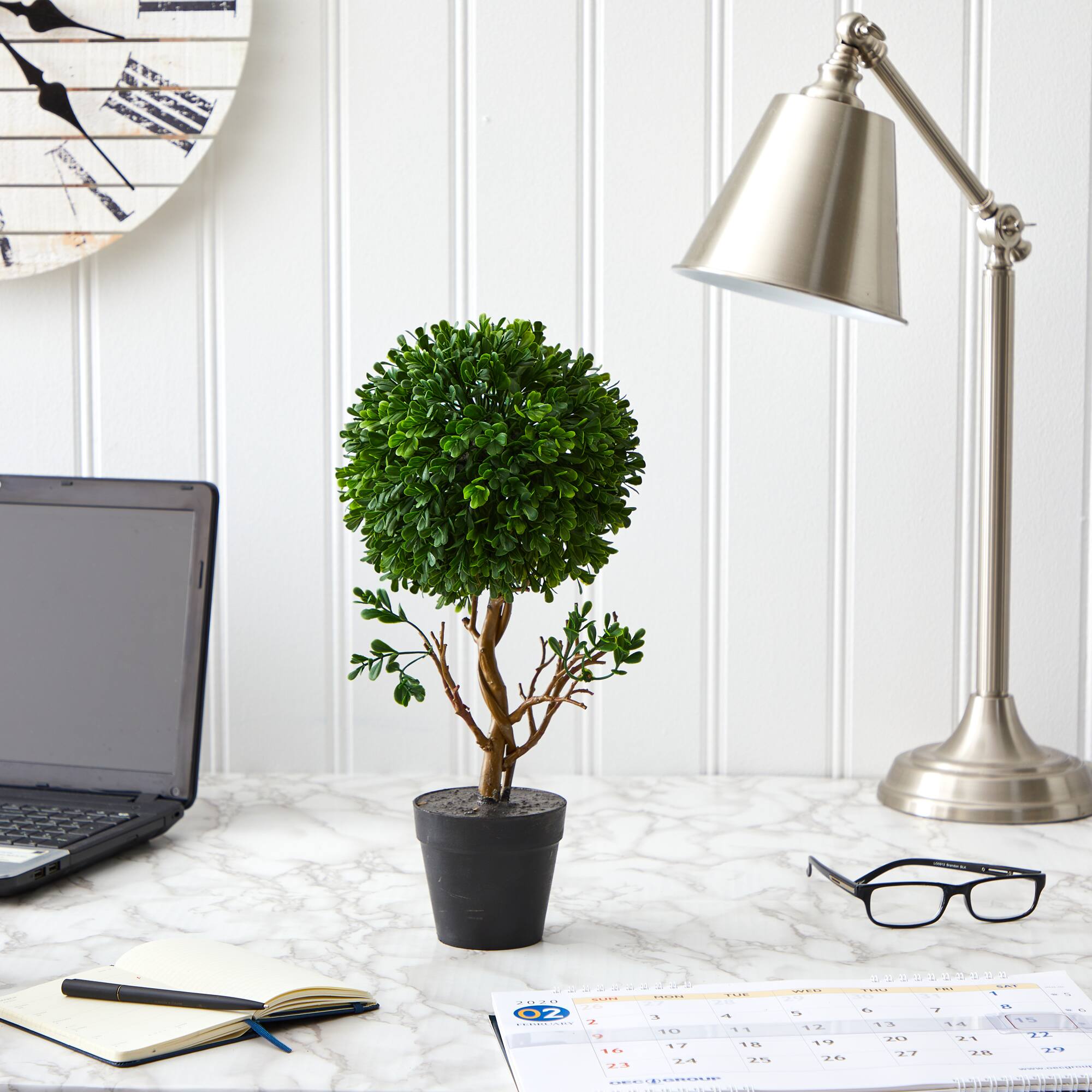 15" Potted Tabletop Boxwood Topiary Tree